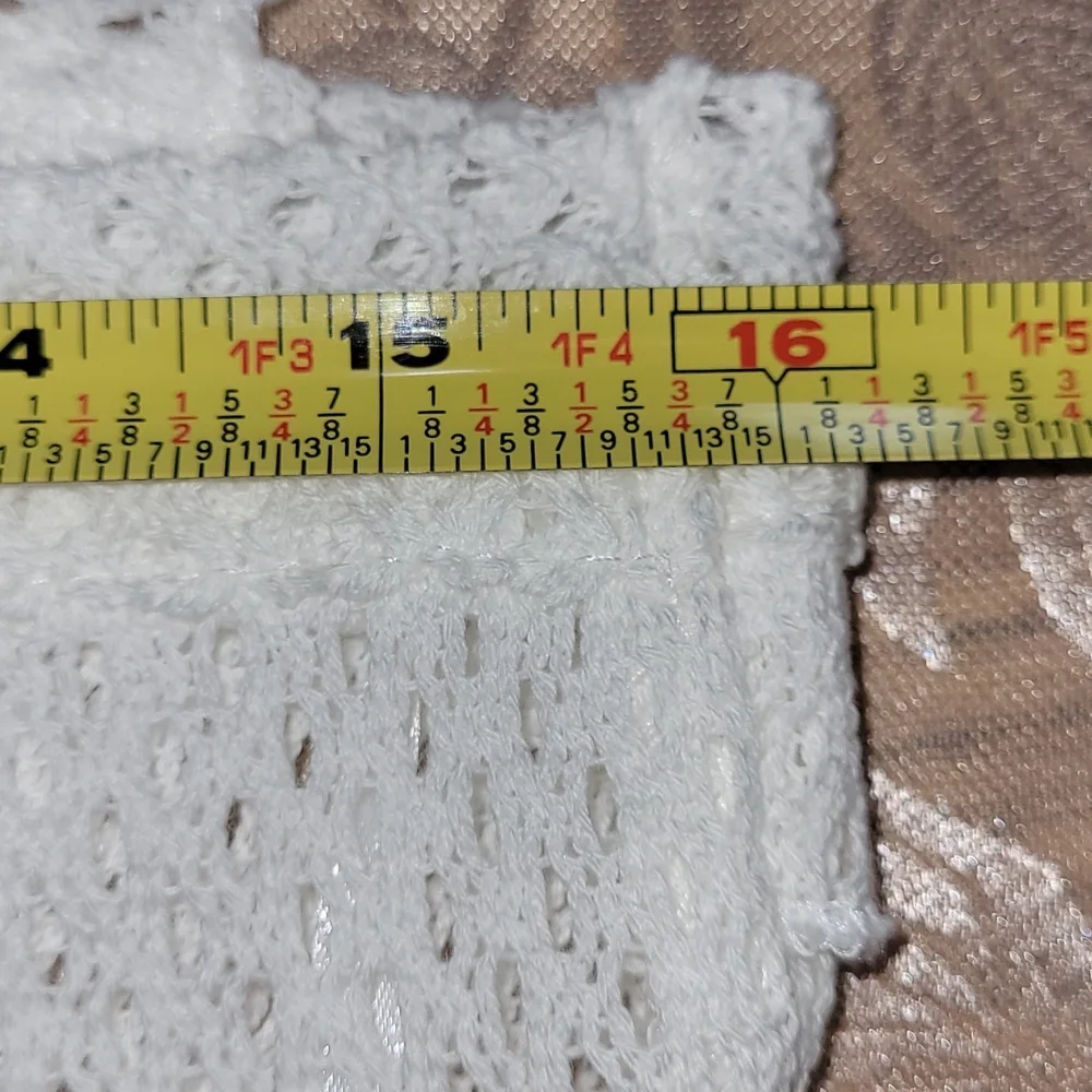 NWT Zara Cotton White Knit Ruffled Crop Top w/ Ruffle Straps Size Large - Picture 9 of 16